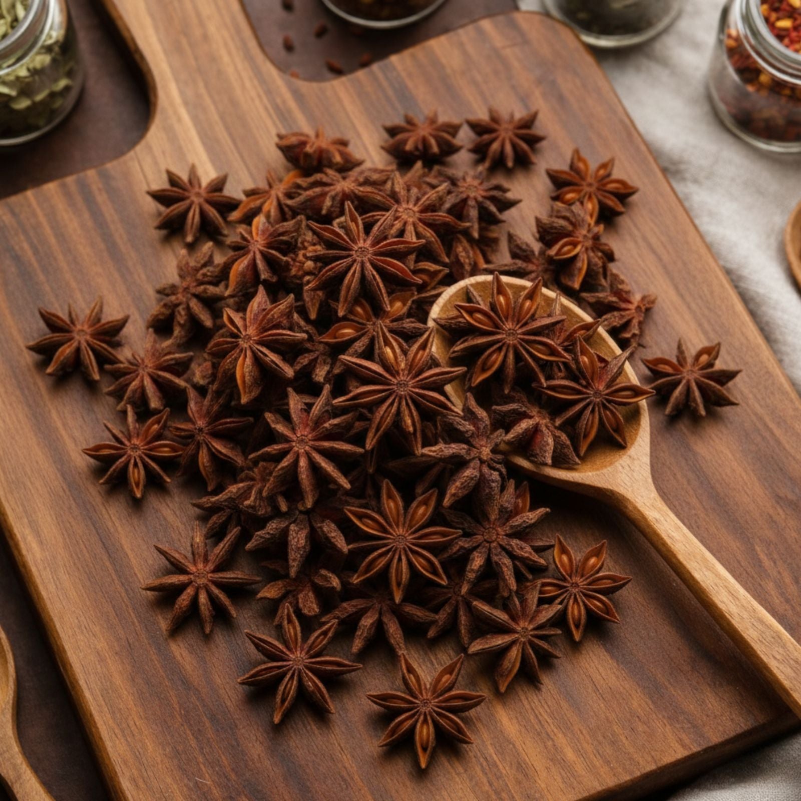 Whole dried star anise (Illicium verum) for culinary and botanical use.