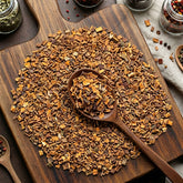 Dry cut and sifted Buckthorn bark (Rhamnus frangula) for traditional botanical infusions.
