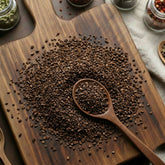 Dark roasted cut and sifted Chicory root (Cichorium intybus) for traditional caffeine-free coffee alternative infusions.