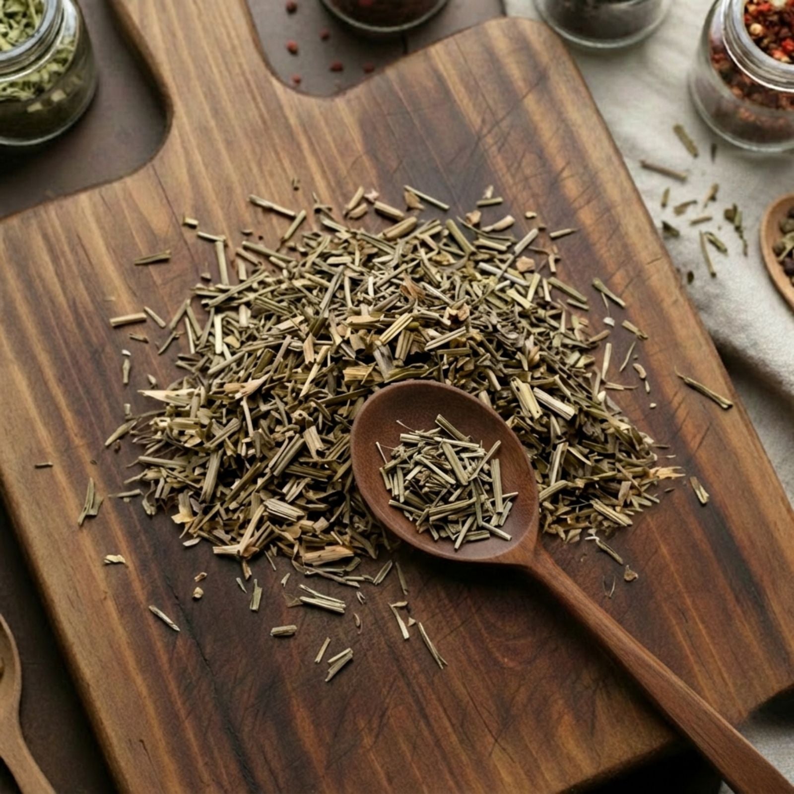 Dry cut and sifted Cleavers herb (Galium aparine) for traditional botanical infusions.