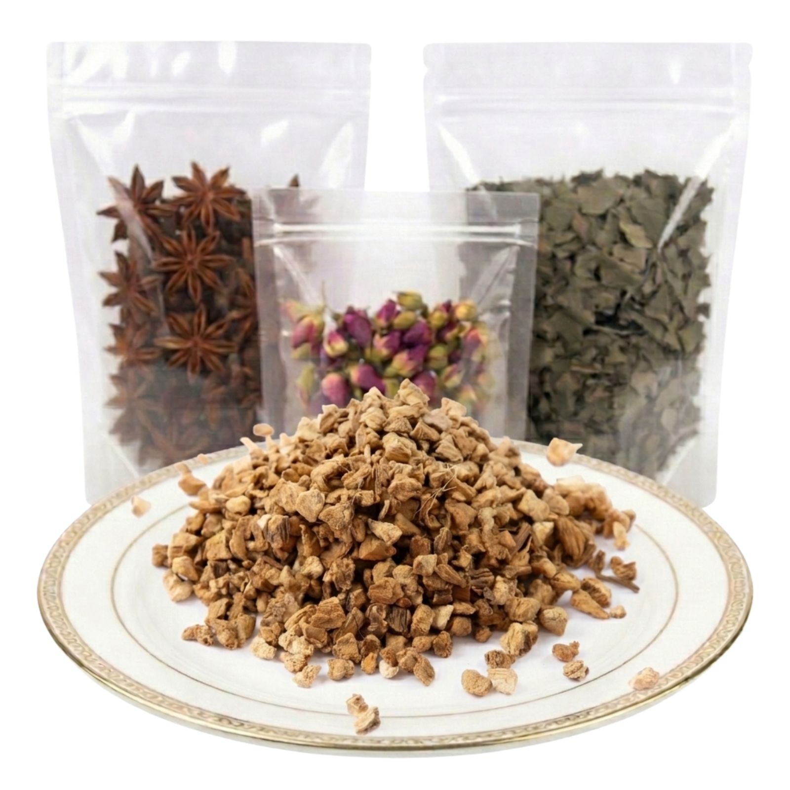 gentian root cut and sifted dried herbal ingredient bitter earthy botanical