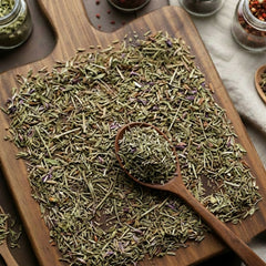 Dry cut and sifted Hyssop herb (Hyssopus officinalis) for traditional aromatic botanical infusions.
