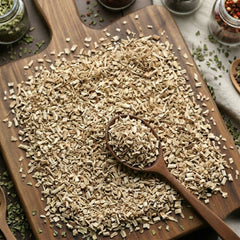 Dry cut and sifted Marshmallow root (Althaea officinalis) for traditional botanical infusions.