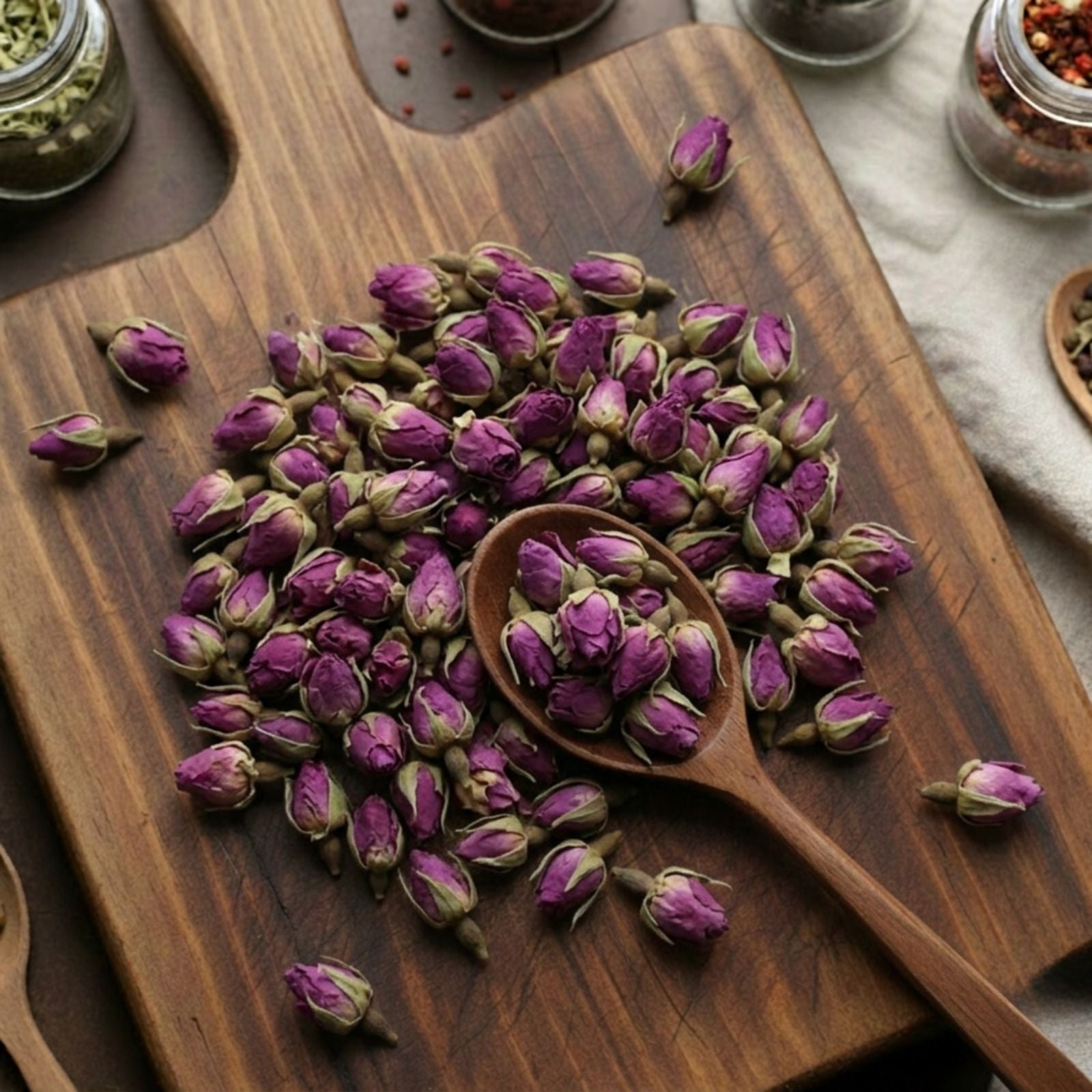 whole Rose Buds (Rosa centifolia) for traditional culinary use and aromatic floral infusions.