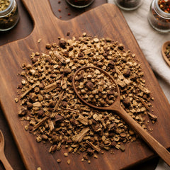 Dried cut and sifted Wild Cherry Bark (Prunus serotina) showing its natural reddish-brown texture – CanadaVitaLife