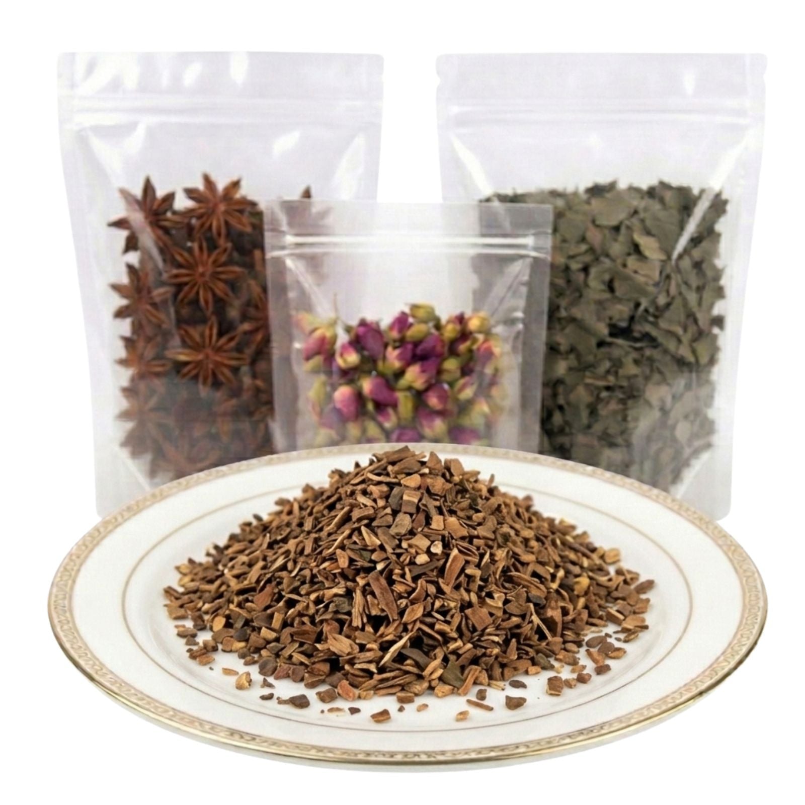 wild cherry bark cut and sifted dried botanical ingredient earthy texture
