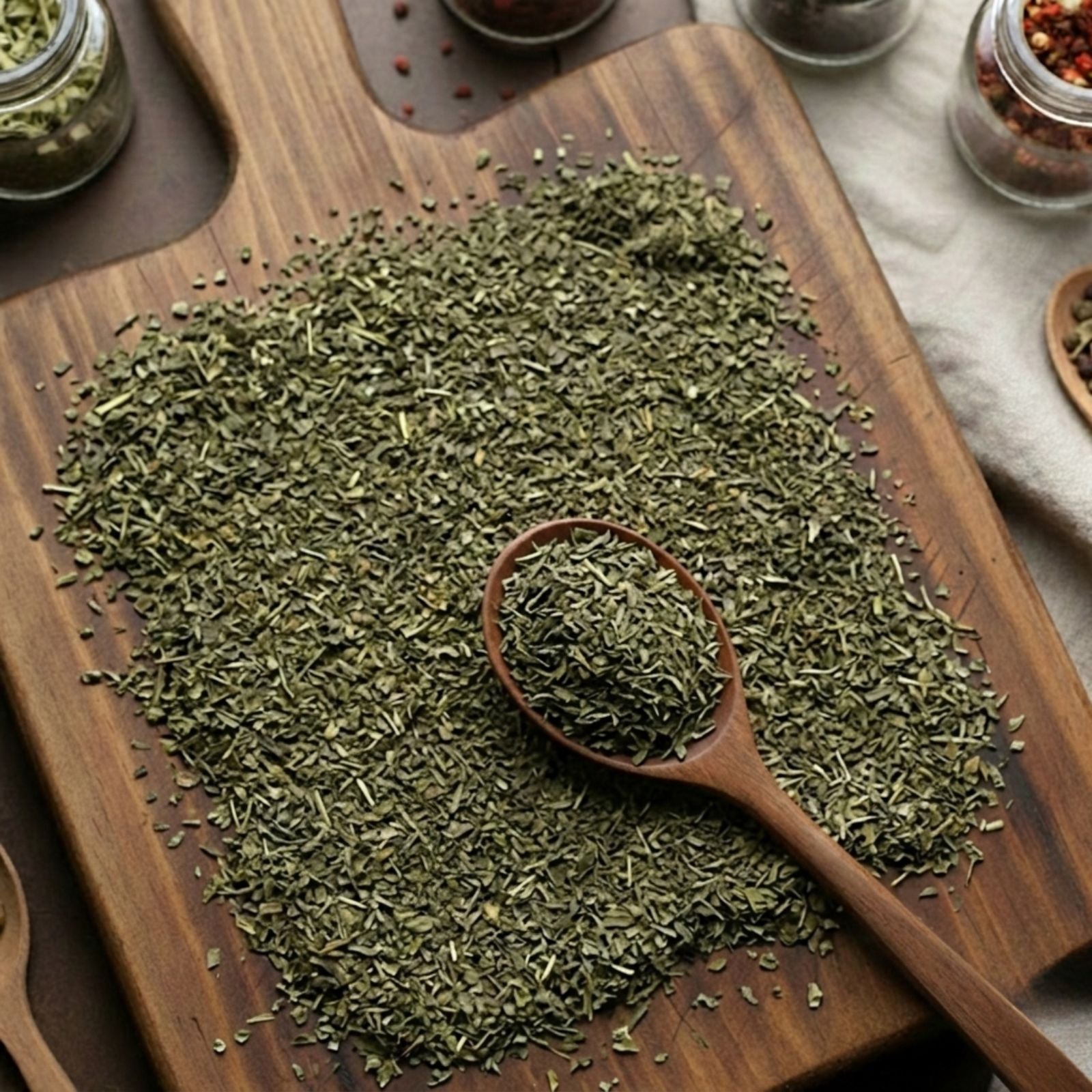 Dry cut and sifted Goldenseal leaves (Hydrastis canadensis) for traditional botanical infusions.