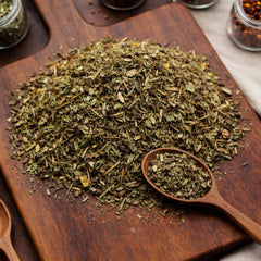 Cut and sifted Adonide Herb (Adonis vernalis) for botanical study.