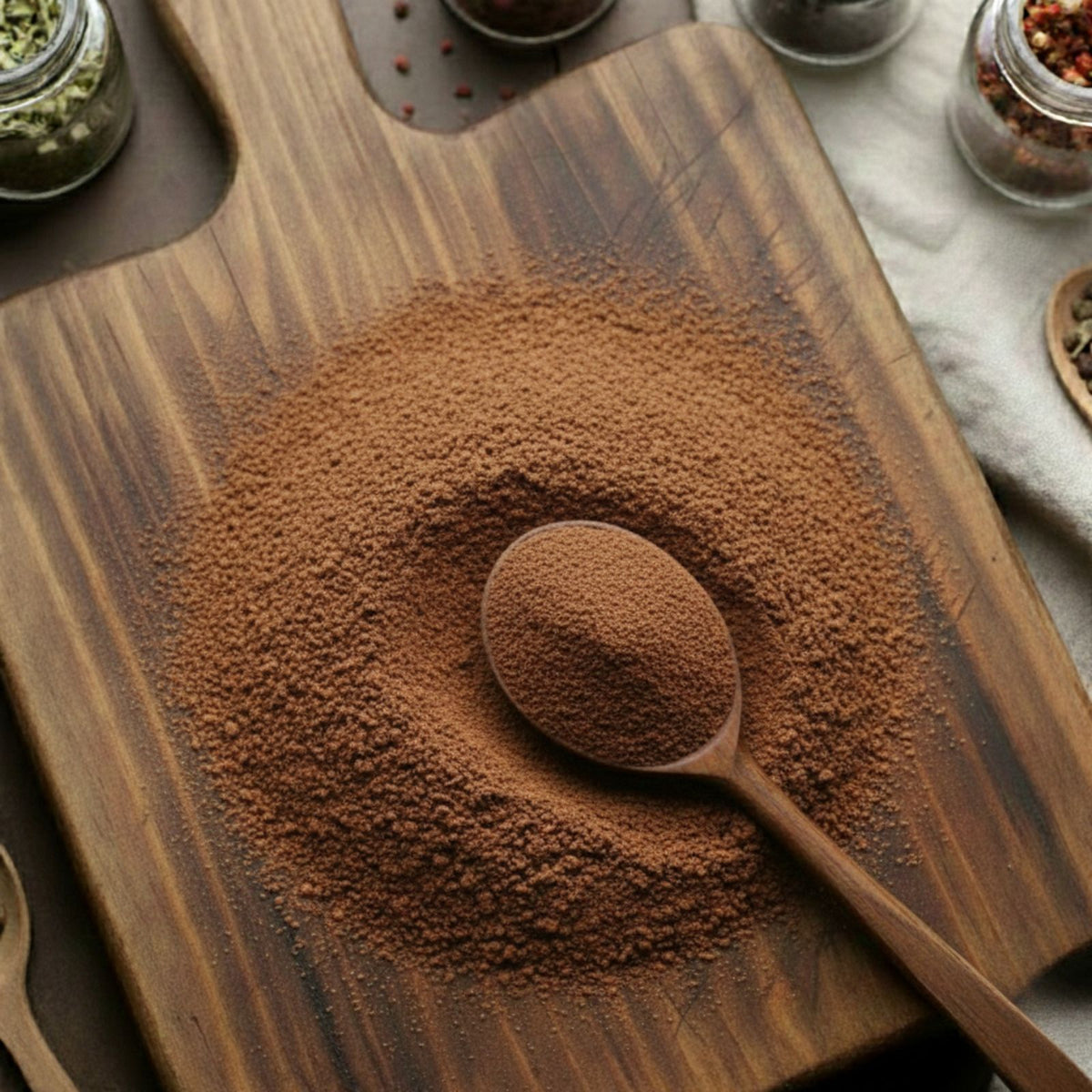 Finely ground Akarkara root powder (Anacyclus pyrethrum) for traditional botanical use.