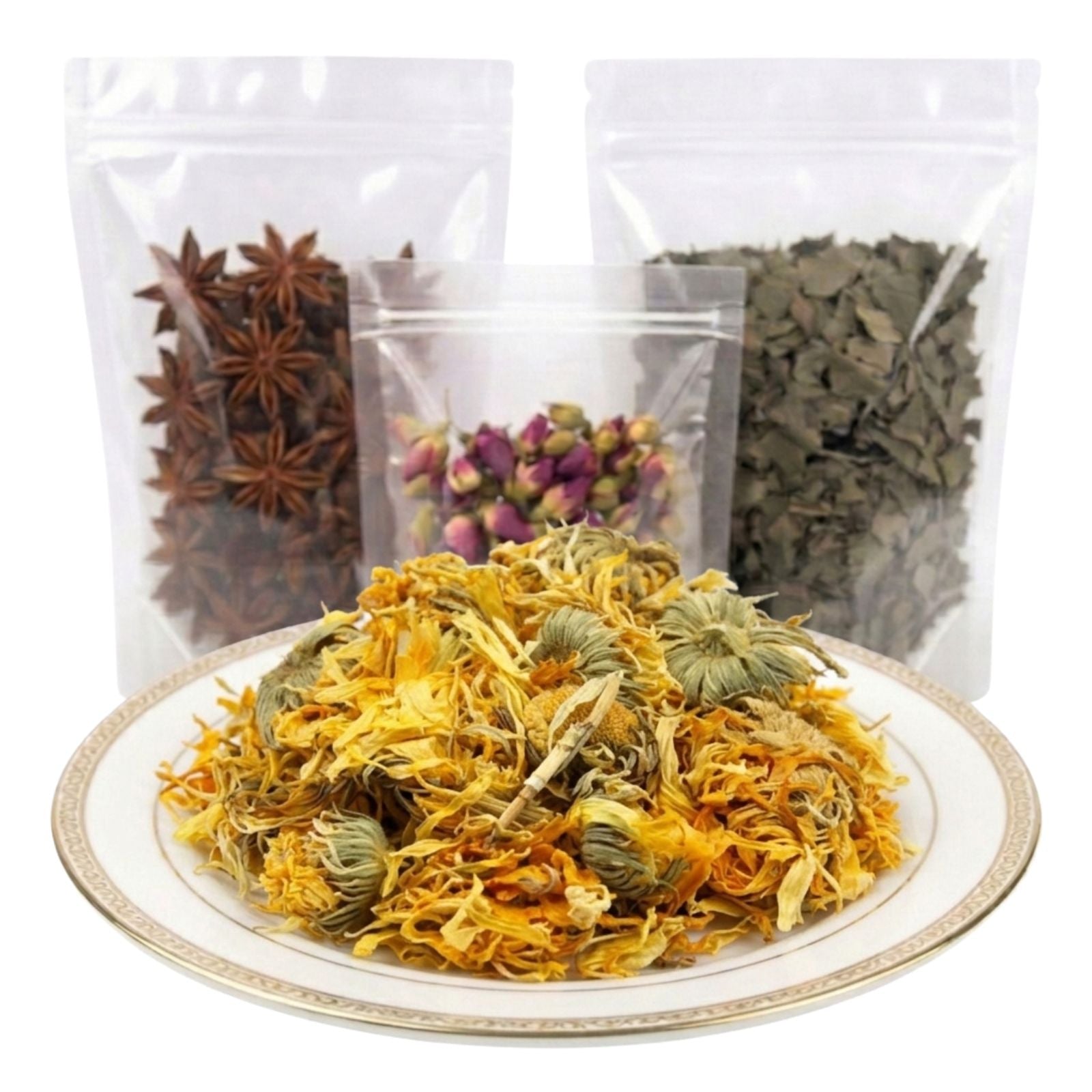 calendula flower whole dried petals herbal tea ingredient mild floral botanical