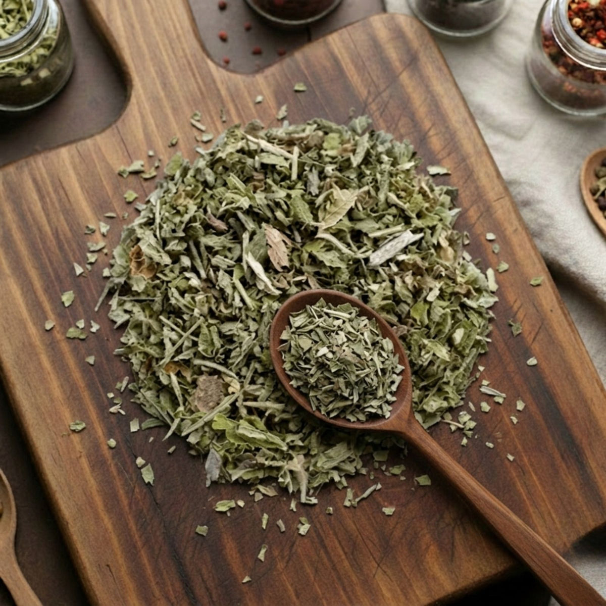 Dry cut and sifted Catnip herb (Nepeta cataria) for traditional botanical infusions and aromatic use.