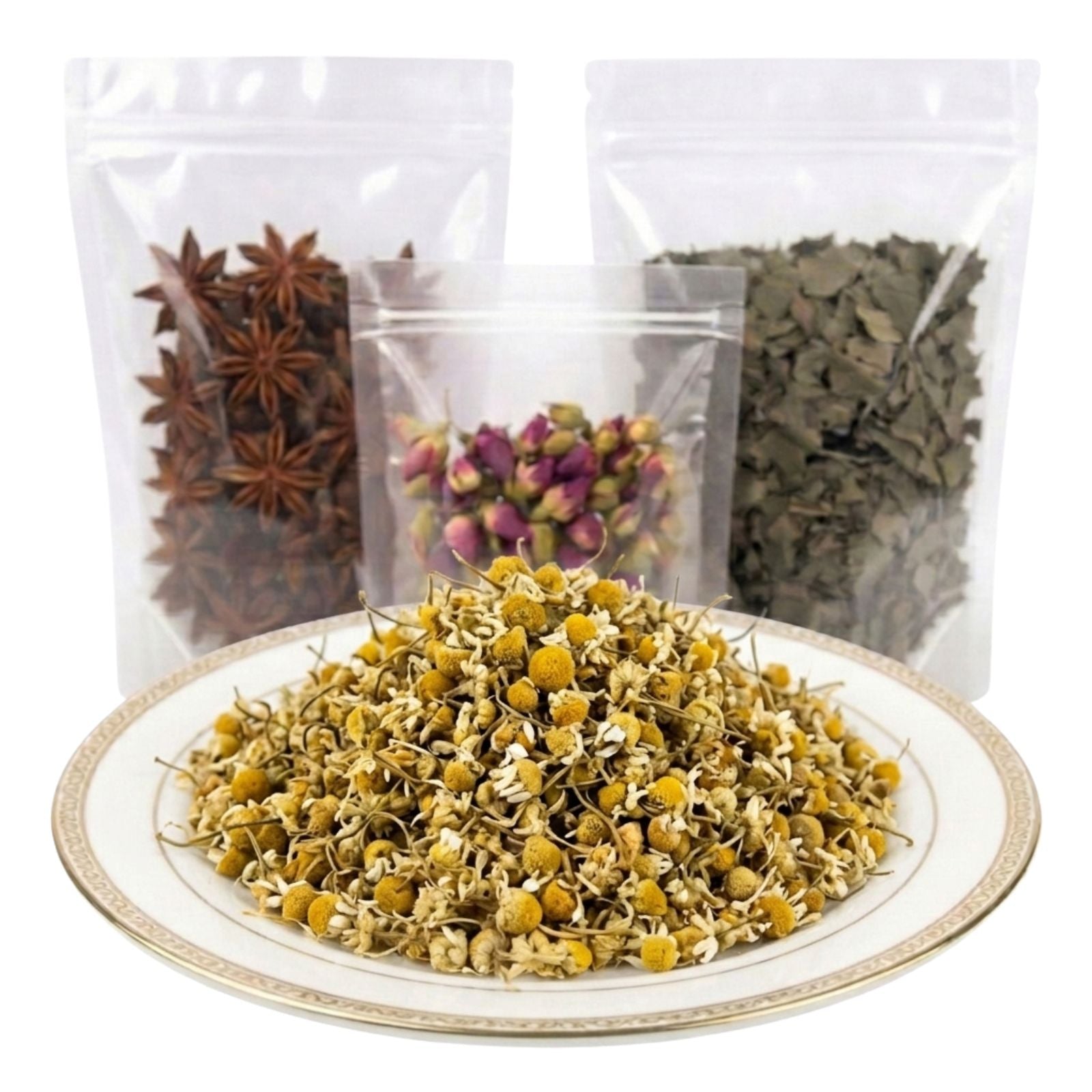 chamomile flower whole dried herbal tea ingredient mild floral botanical