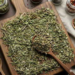 Dry cut and sifted Chickweed herb (Stellaria media) for traditional botanical infusions.