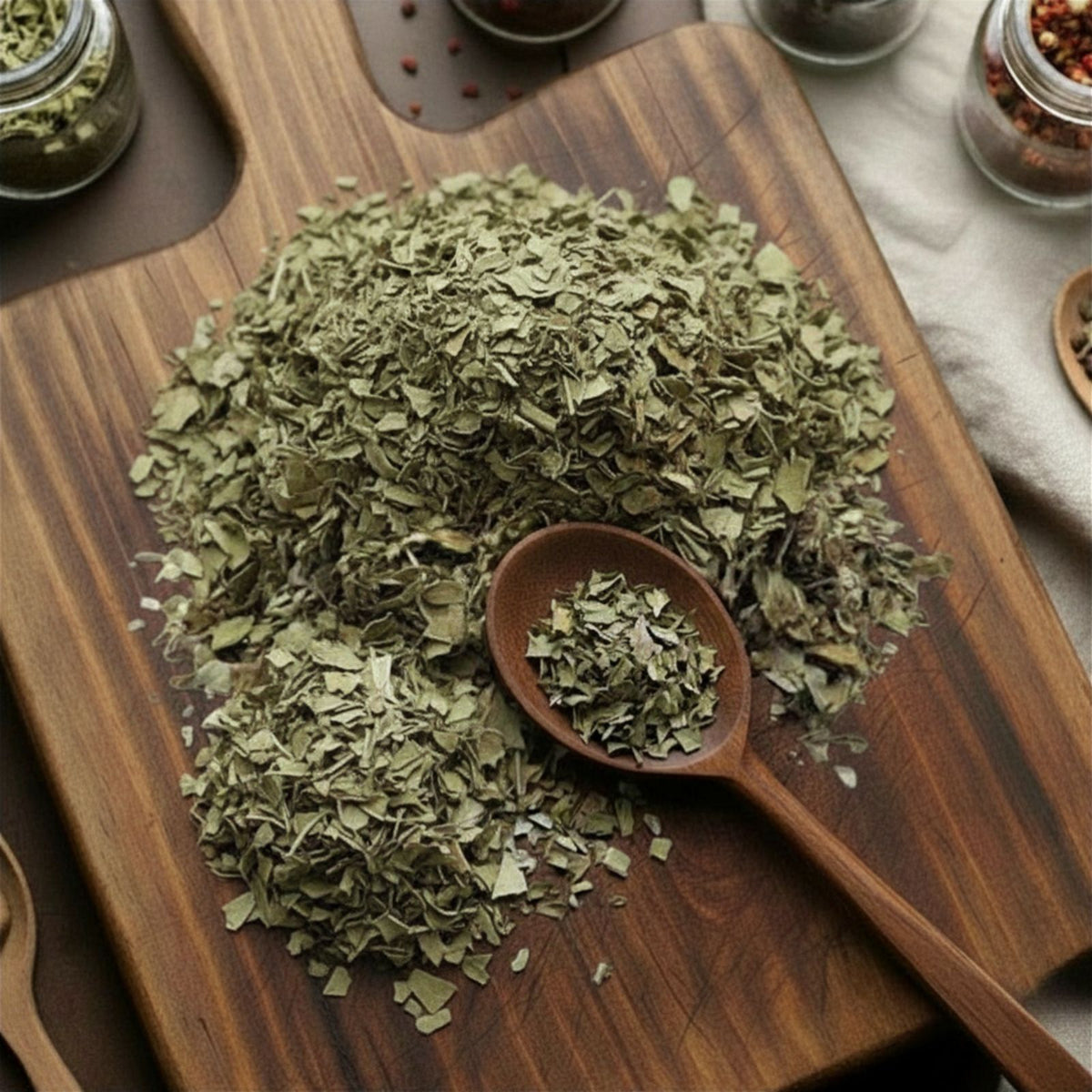 Dry cut and sifted Coltsfoot (Tussilago farfara) for traditional botanical infusions.