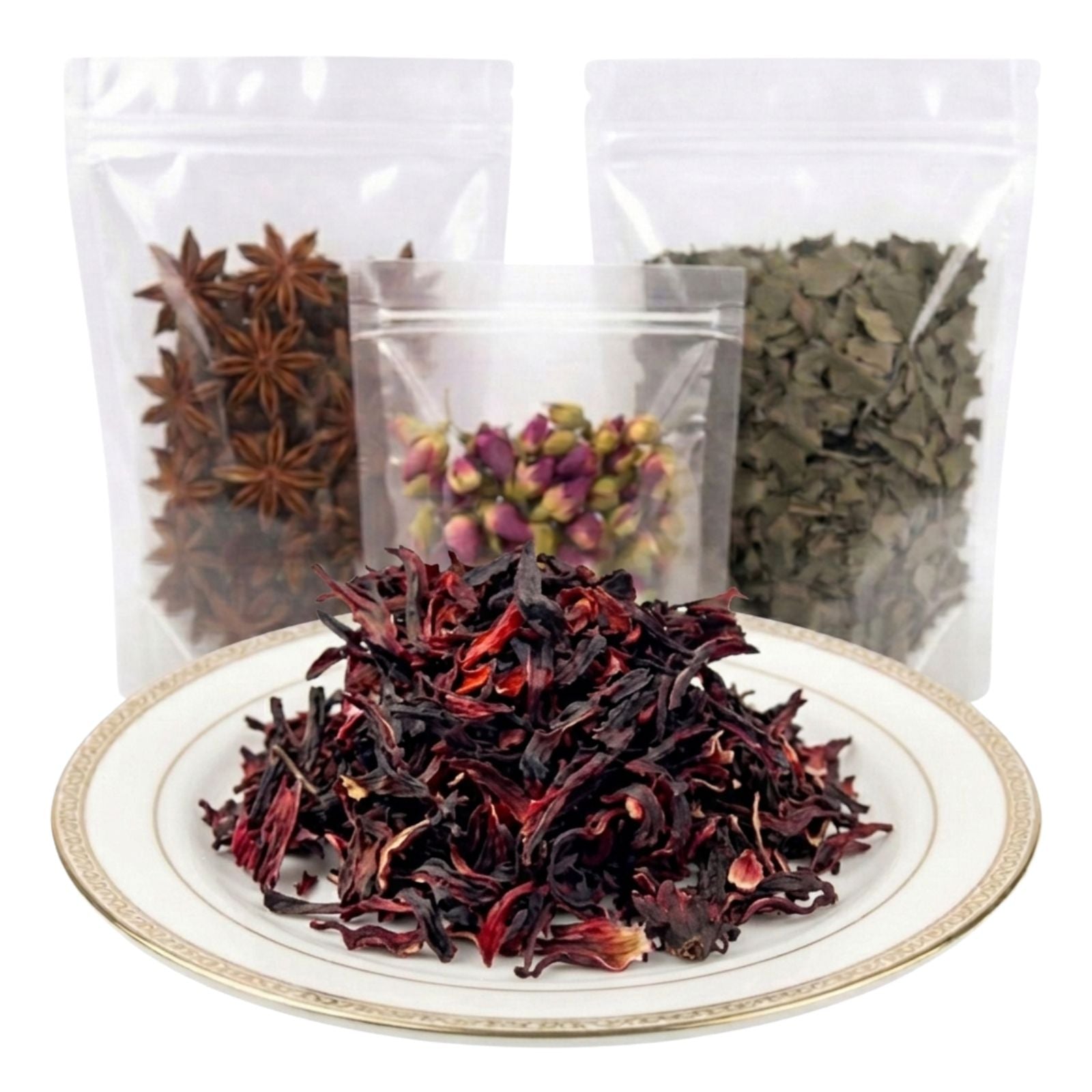 hibiscus flower dried petals herbal tea ingredient tart fruity botanical