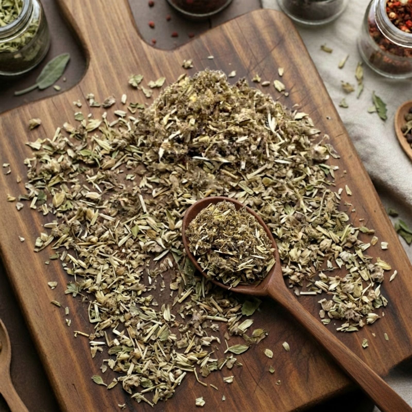 Dry cut and sifted Horehound herb (Marrubium vulgare) for traditional botanical infusions and syrup making.