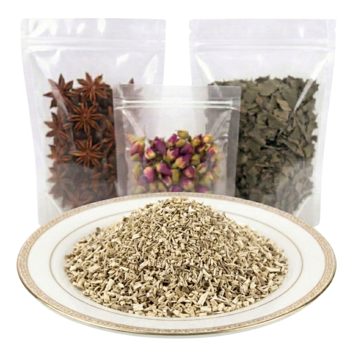 marshmallow root cut and sifted dried herbal botanical ingredient earthy texture