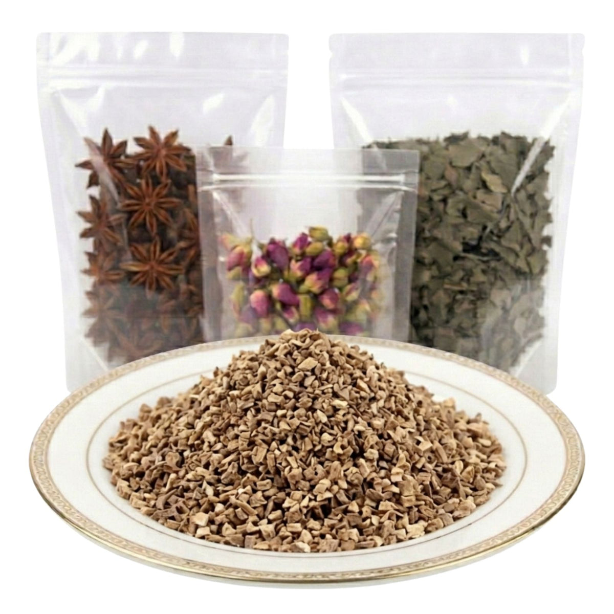 orris root cut and sifted dried botanical ingredient aromatic floral earthy