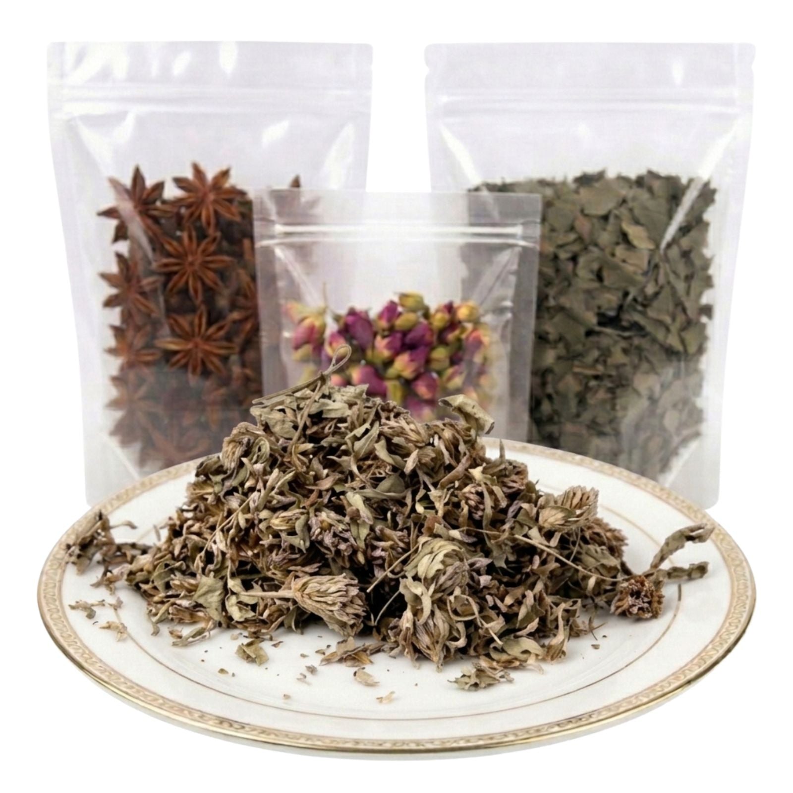 red clover blossoms whole dried herbal tea ingredient floral botanical