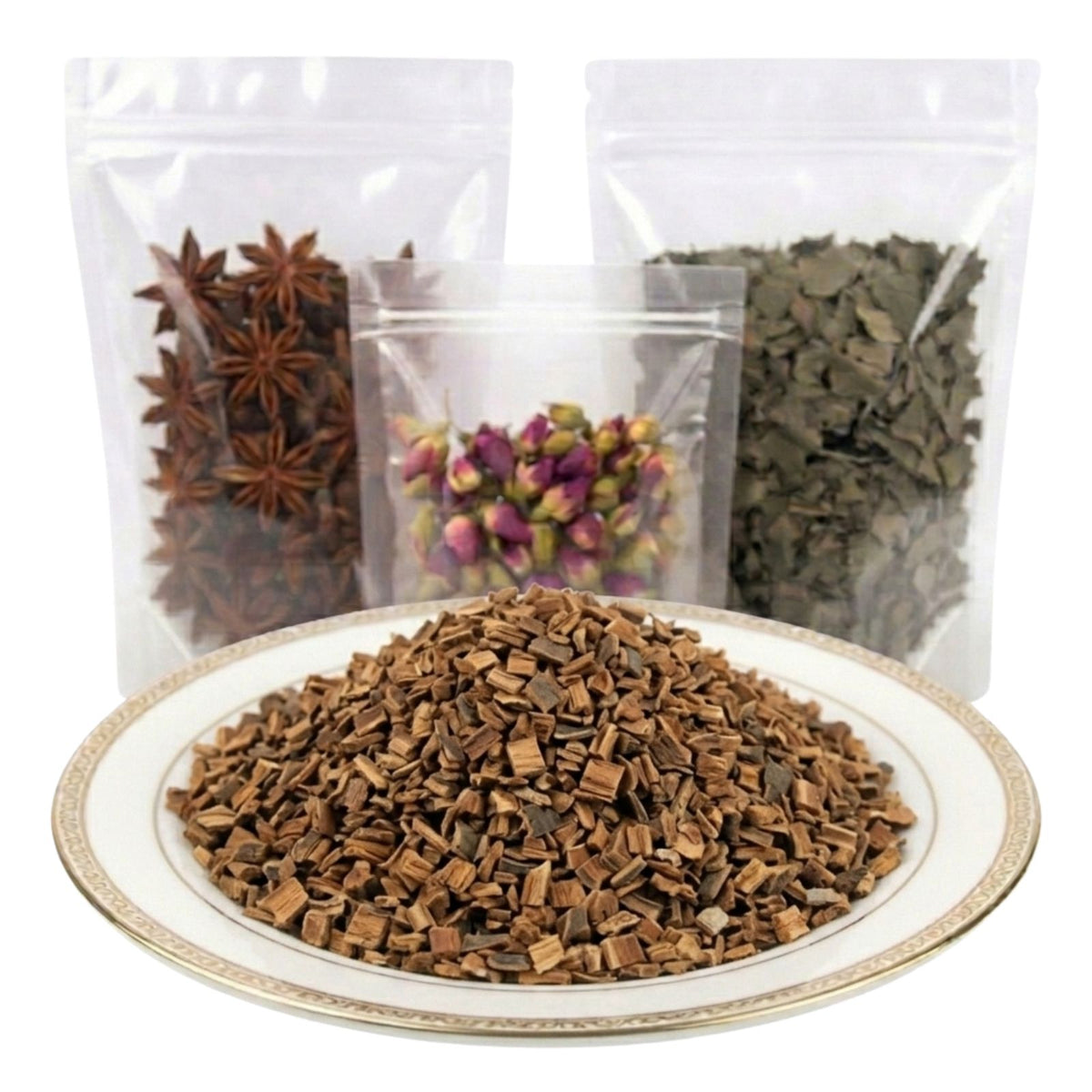 sassafras bark cut and sifted tree bark dried botanical ingredient earthy texture