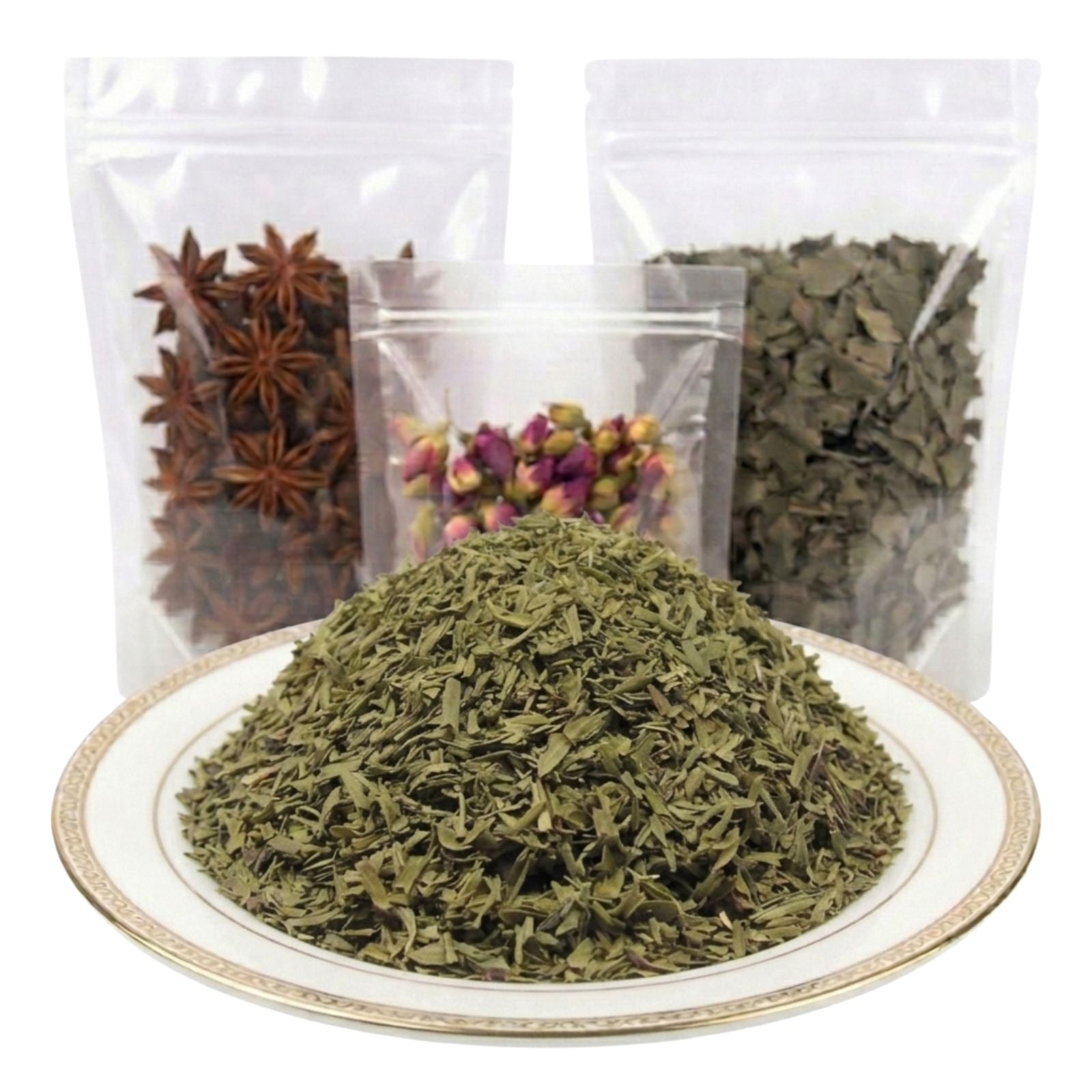 savory leaves cut and sifted dried herb culinary tea ingredient aromatic peppery botanical
