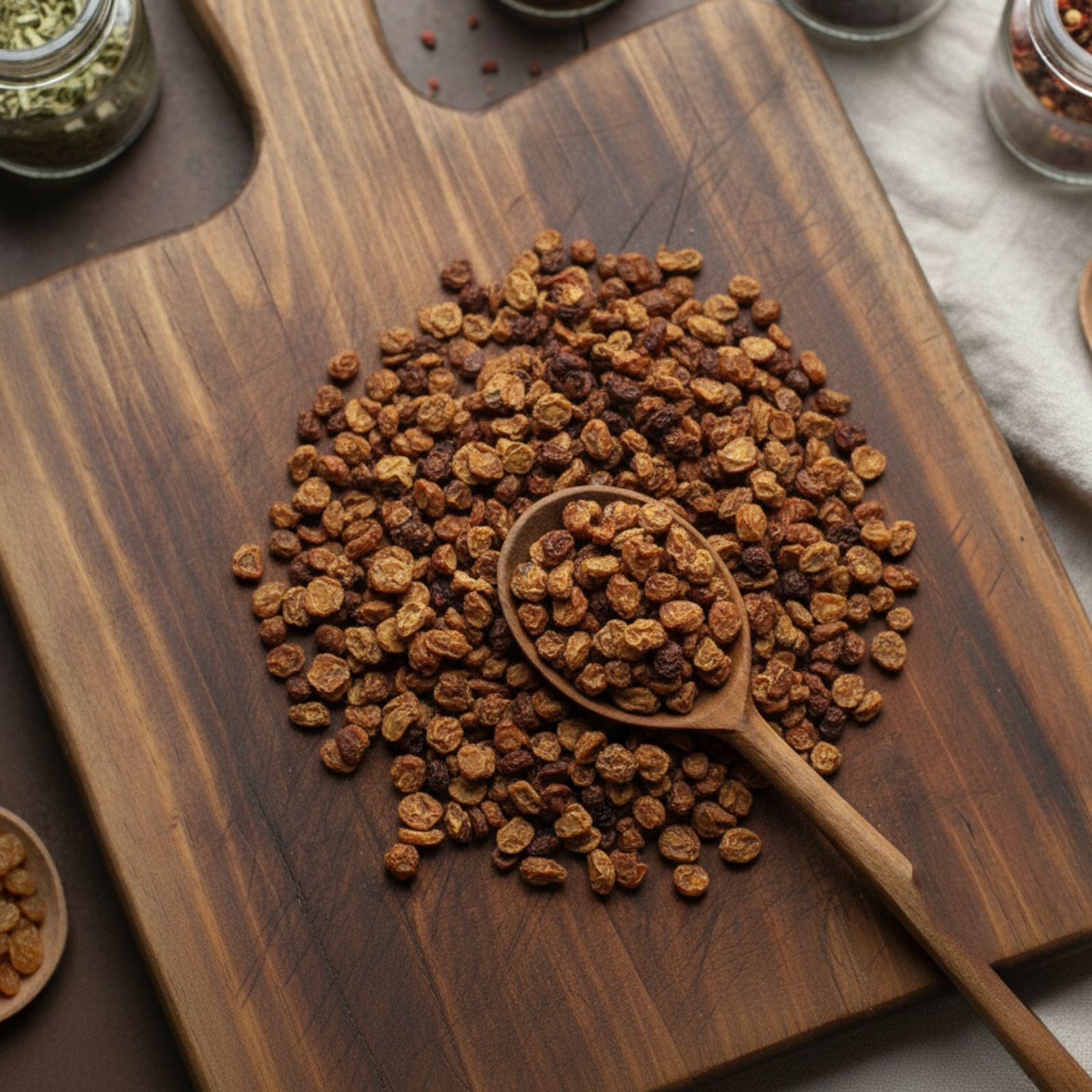 Dried whole vibrant orange Sea Buckthorn berries on a wooden surface – CanadaVitaLife