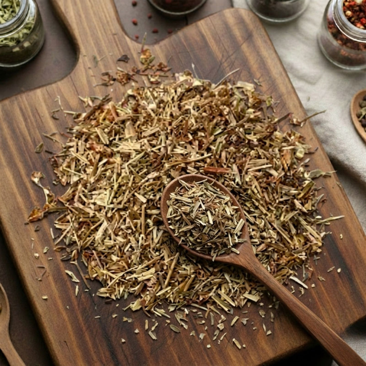 St. John's Wort herb (Hypericum perforatum) for traditional botanical infusions and emotional support.