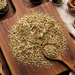 Cut and sifted Vervain Herb showing dried green leaf and stem pieces for botanical use - Canadavitalife