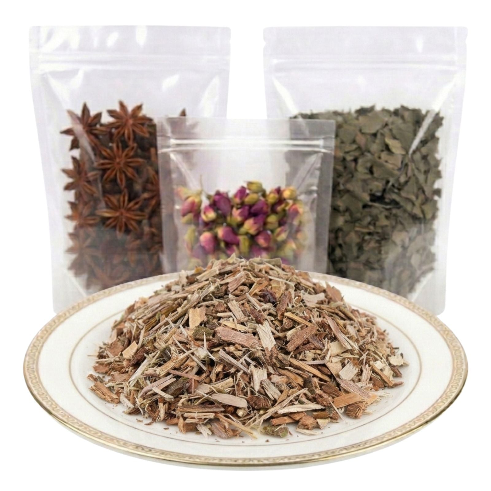 white willow bark cut and sifted dried botanical ingredient earthy texture