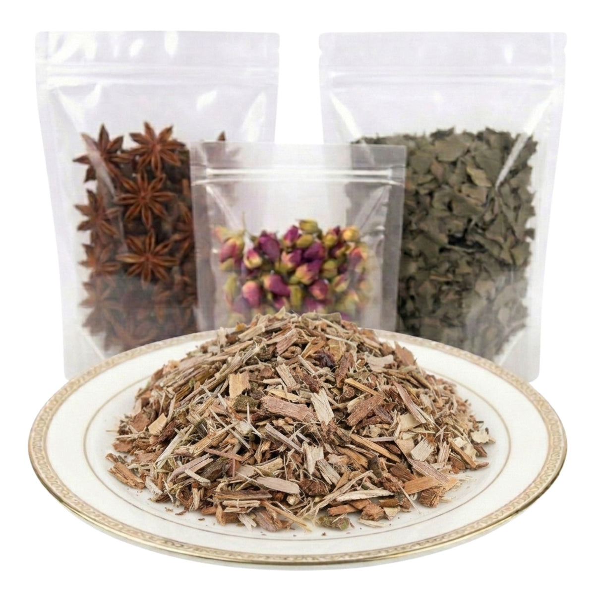 white willow bark cut and sifted dried botanical ingredient earthy texture