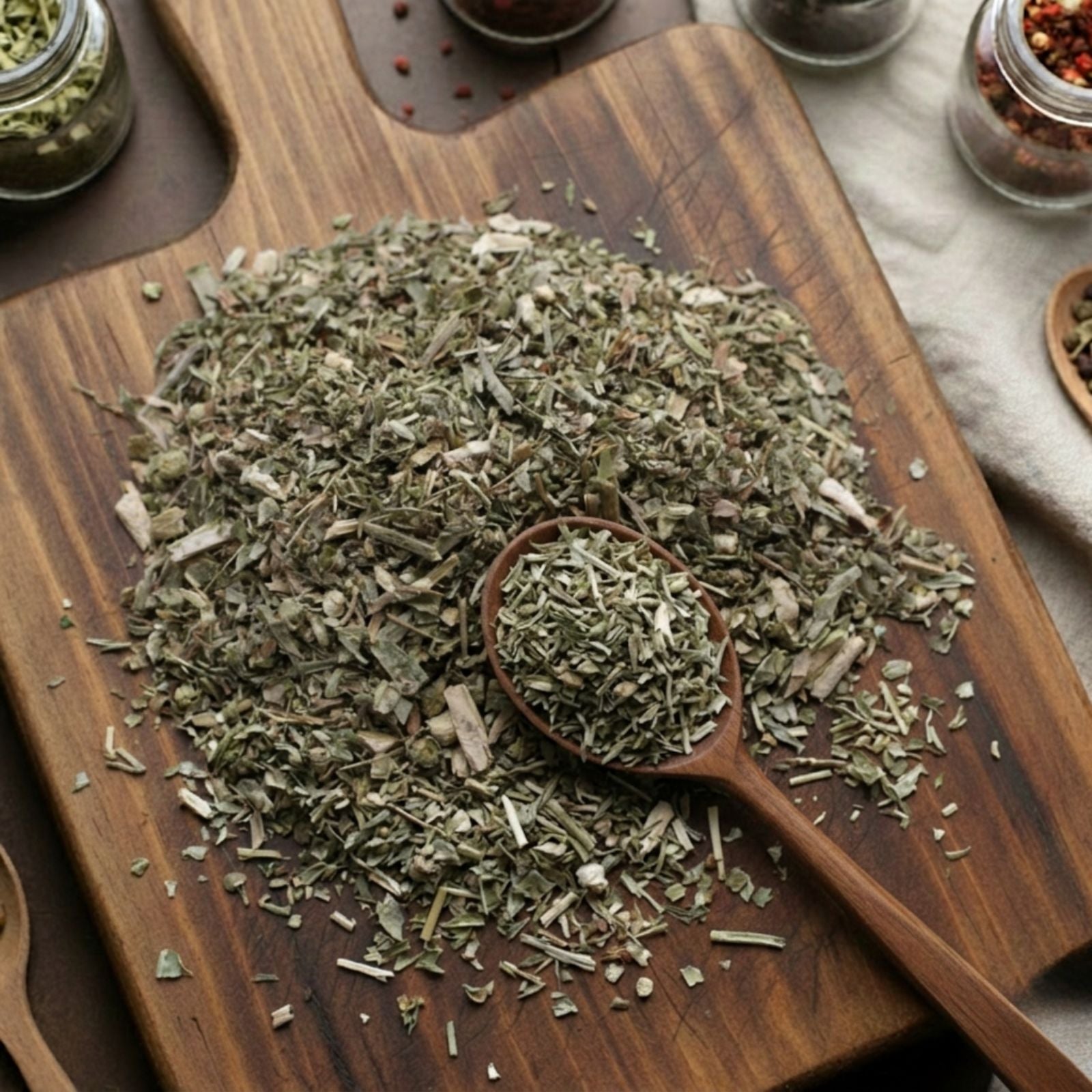 Wormwood herb (Artemisia absinthium) for traditional bitter botanical infusions.