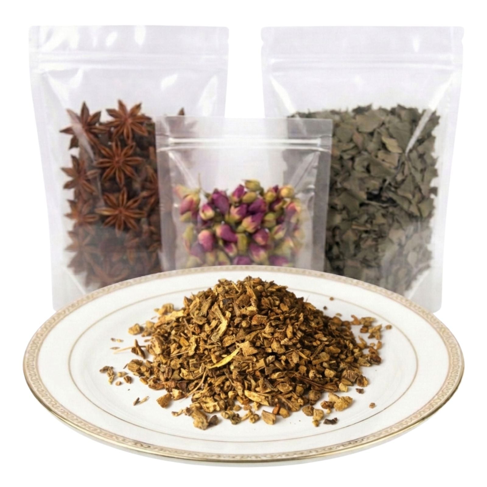 yellow dock root cut and sifted dried herbal tea ingredient earthy botanical